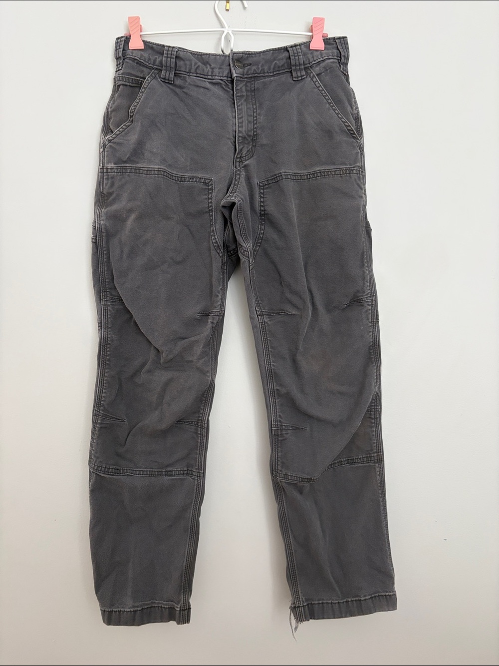 Carhartt Gray Cargo Work Pants - Reinforced Knee Pockets